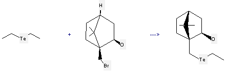Diethyl telluride can be used to produce 1-ethyltellanylmethyl-7,7-dimethyl-bicyclo[2.2.1]heptan-2-ol by heating